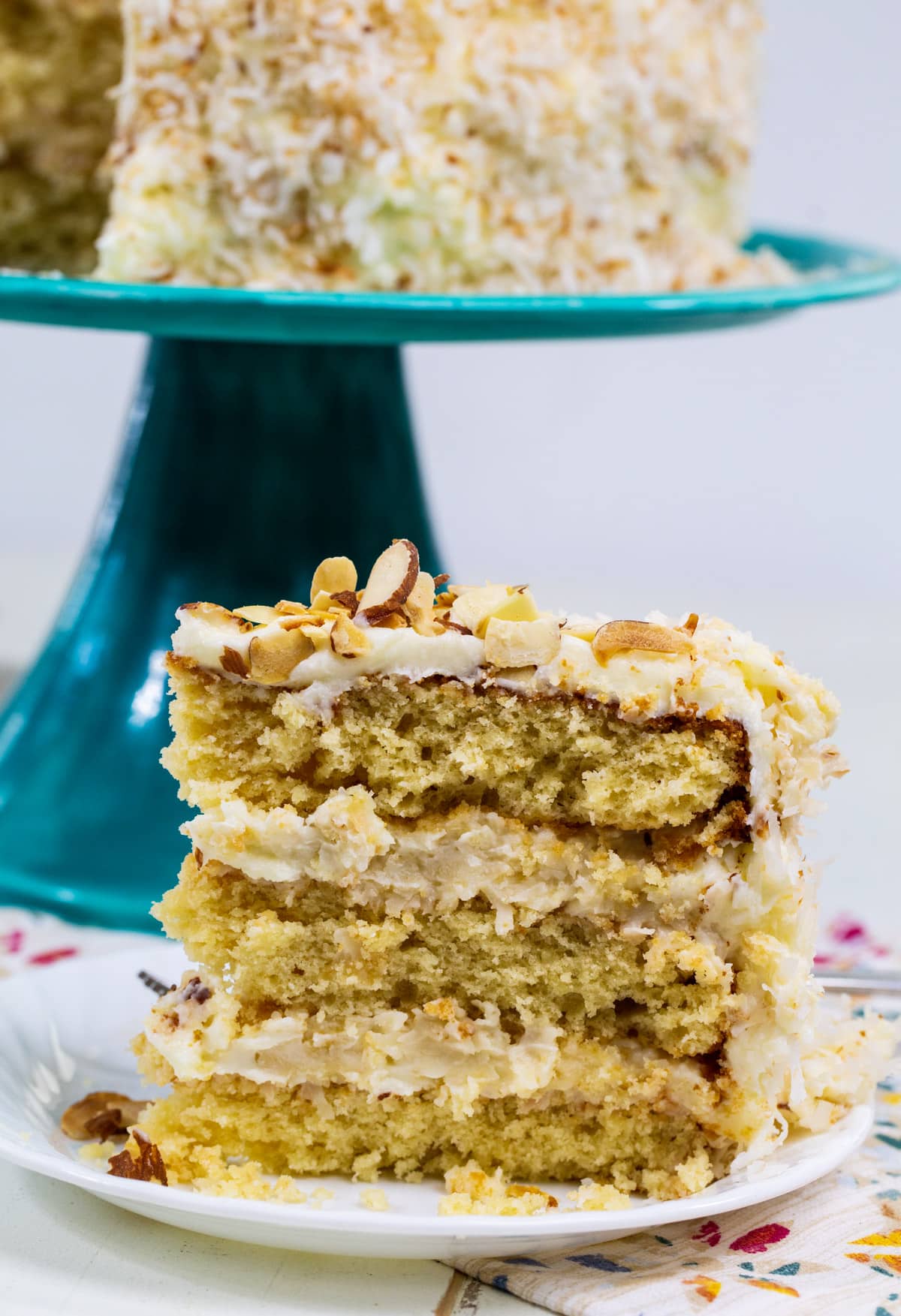 Slice of cake on a small plate.