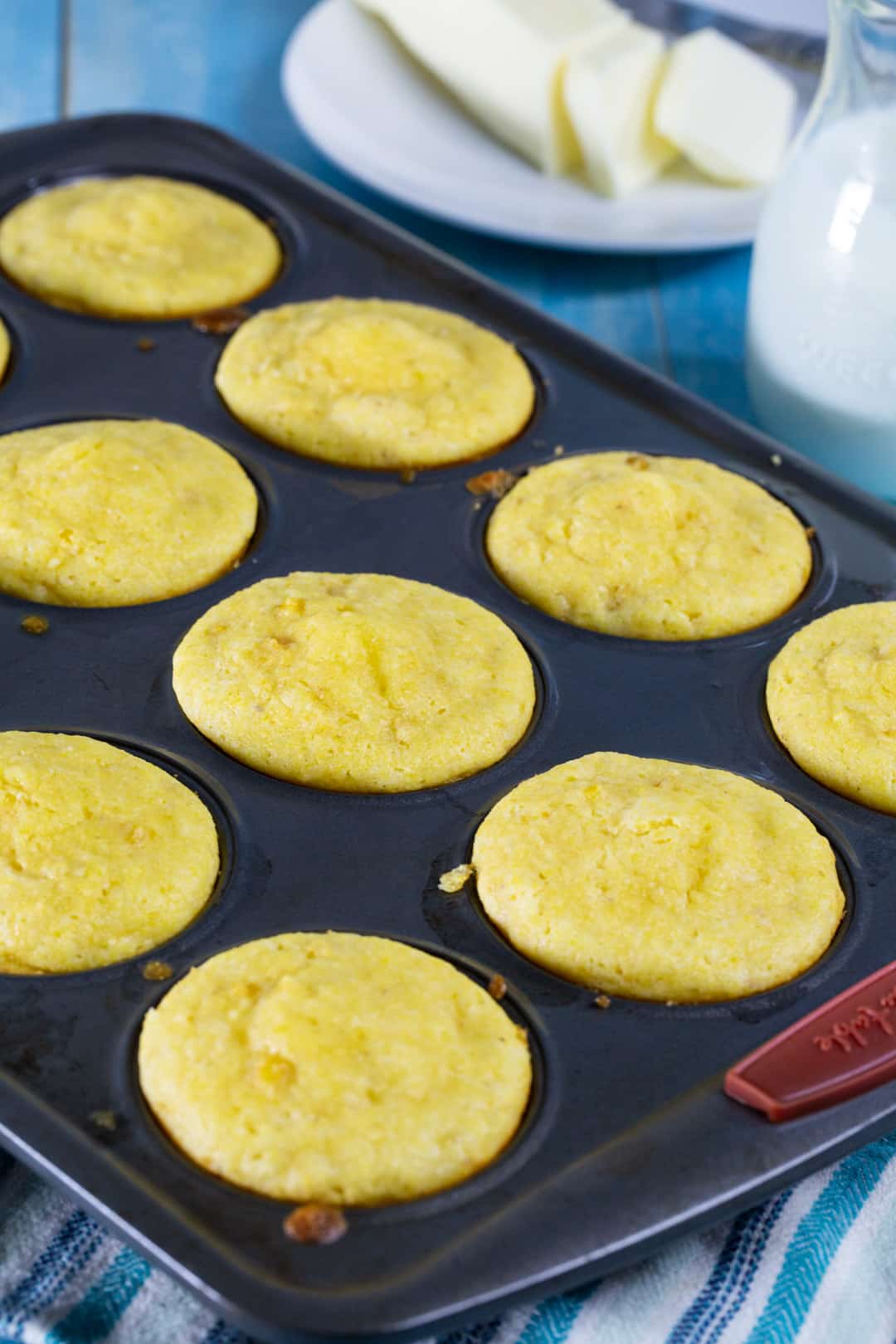 Muffins in a muffin tin.