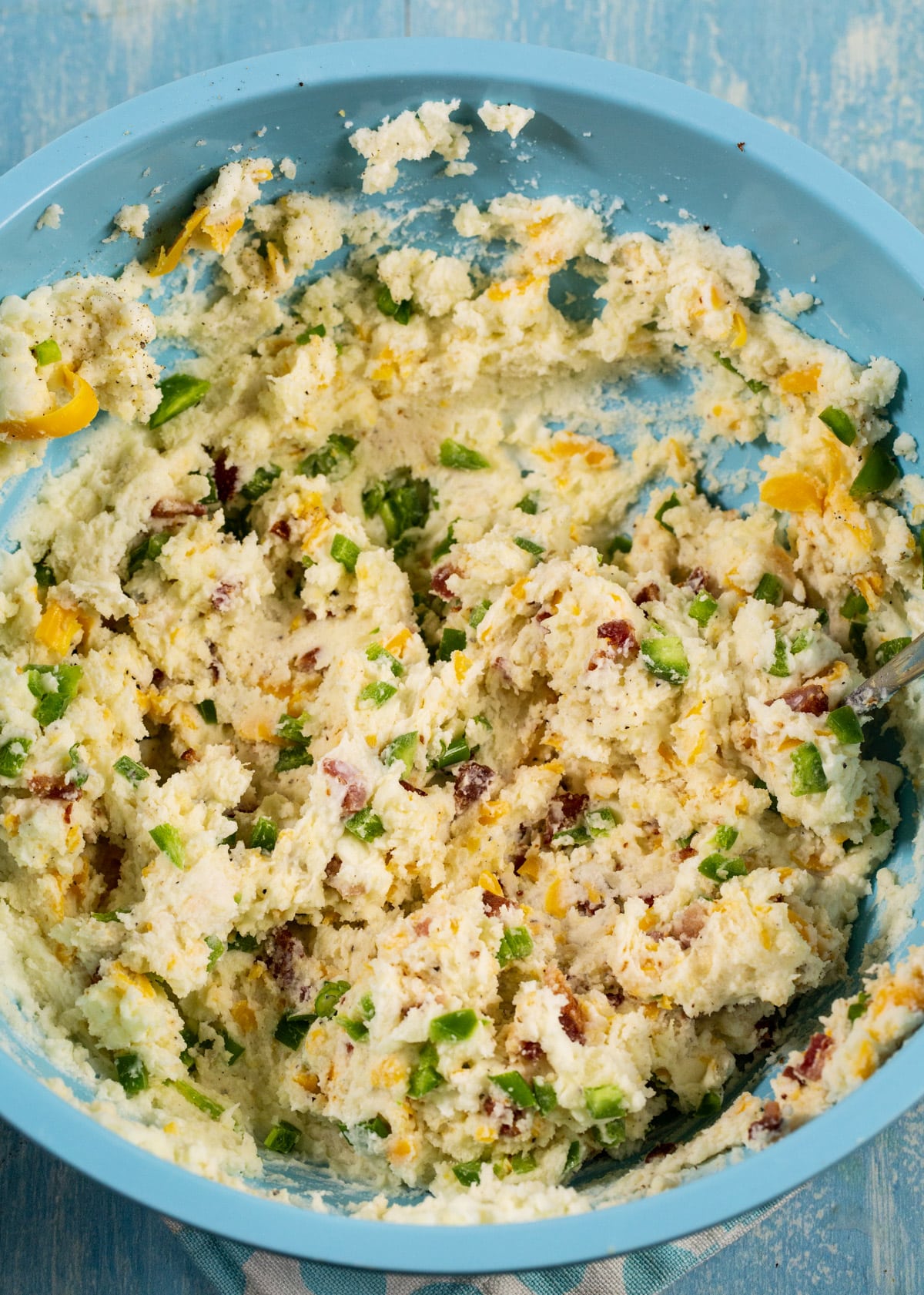 Potato filling in a bowl.