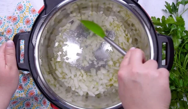 Cooking the onions.