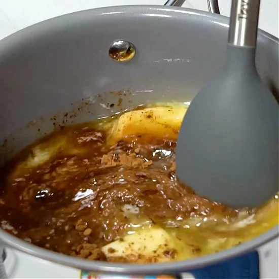 Melting the butter mixture.