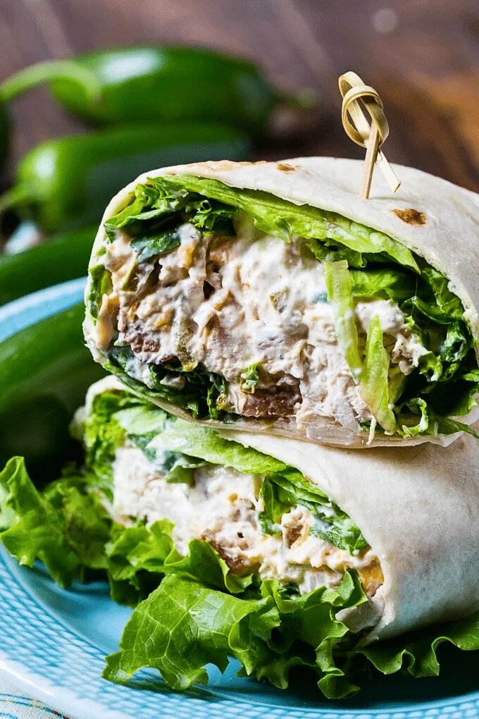 Chicken salad in a wrap.