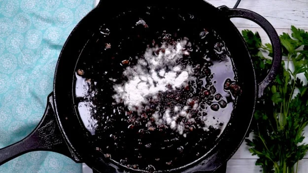 Flour added to drippings.