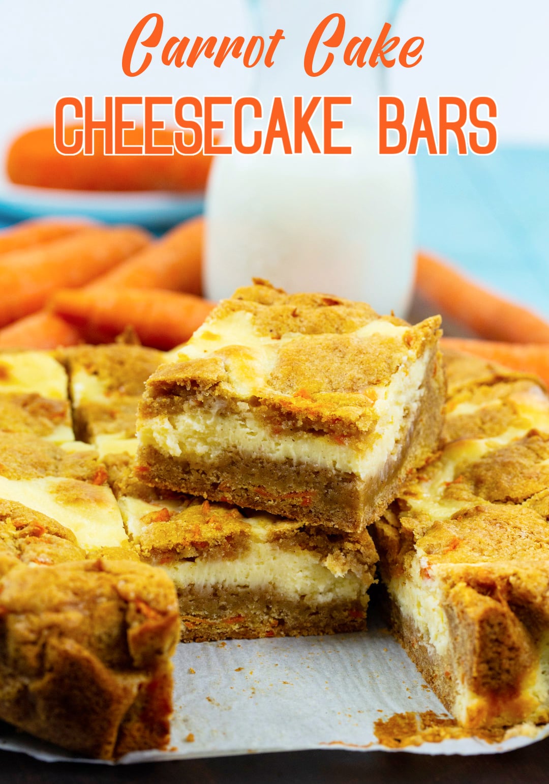 Carrot Cake Bars cut into squares.