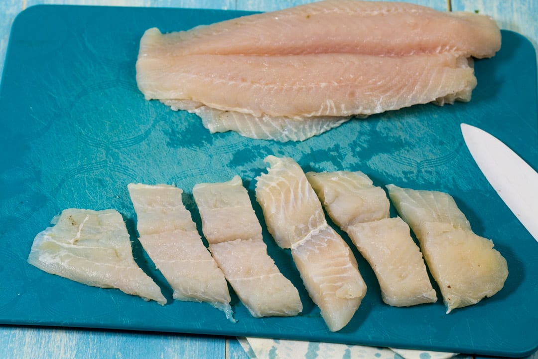 Catfish cut into slices.