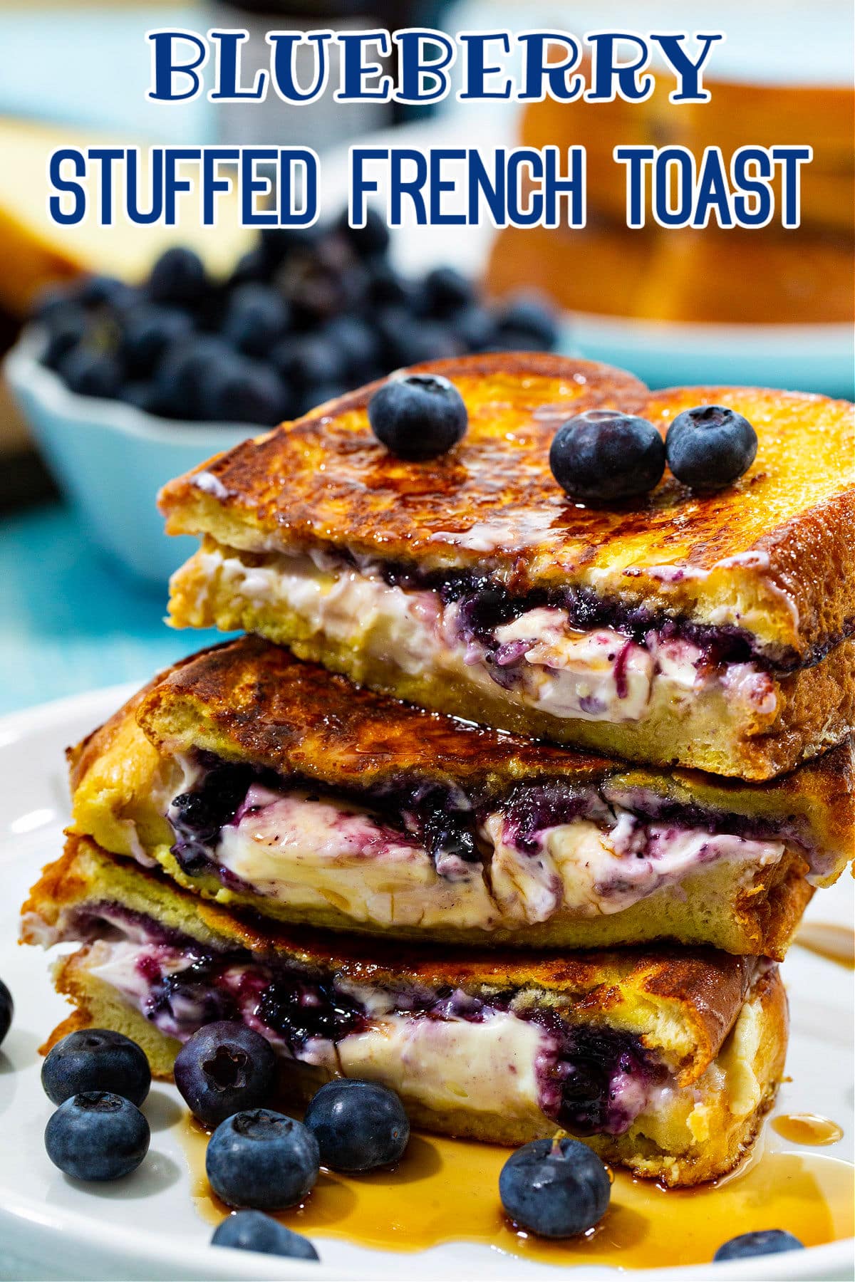 Blueberry Stuffed French Toast on a plate.