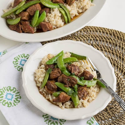 Slow Cooker Five Spiced Pork on a white plate.