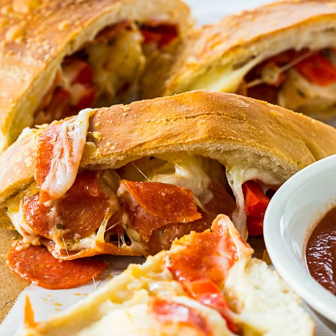 Air Fryer Pepperoni and Peppers Stromboli