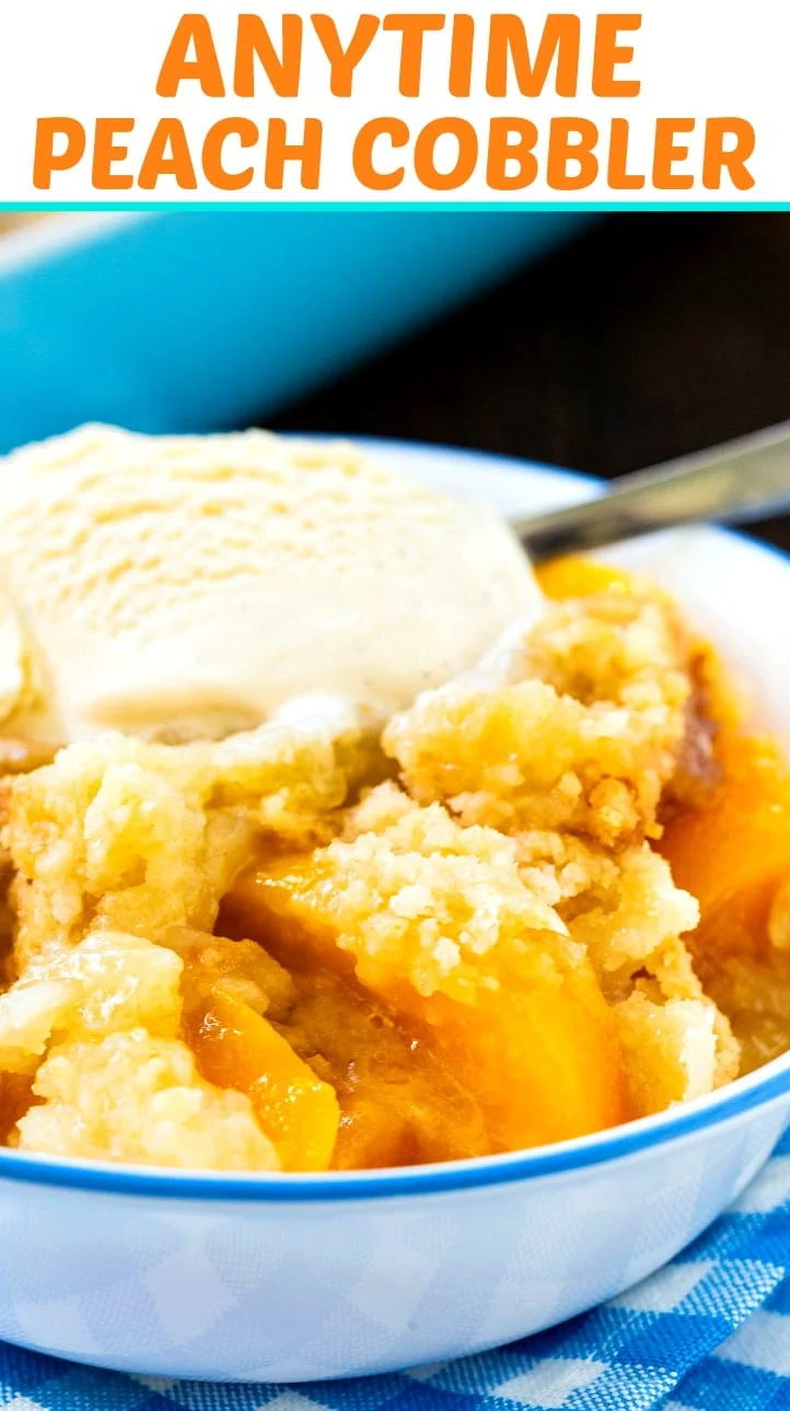 Close-up of Peach Cobbler in a bowl