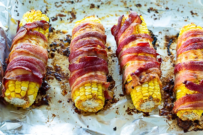 Spicy Bacon Wrapped Corn
