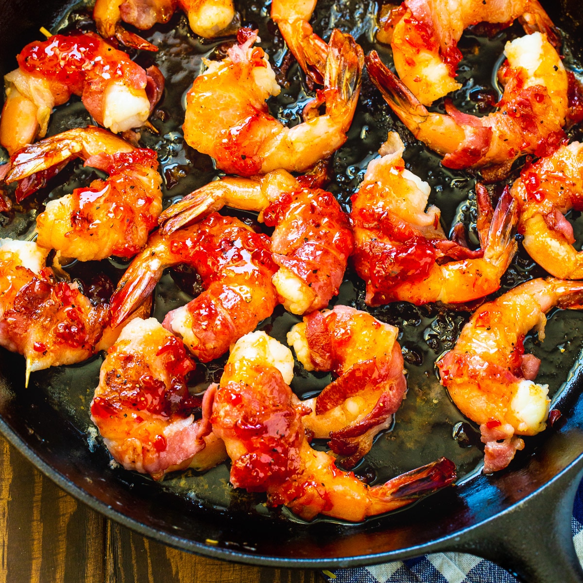 Bacon Wrapped Shrimp with Pepper Jelly Glaze