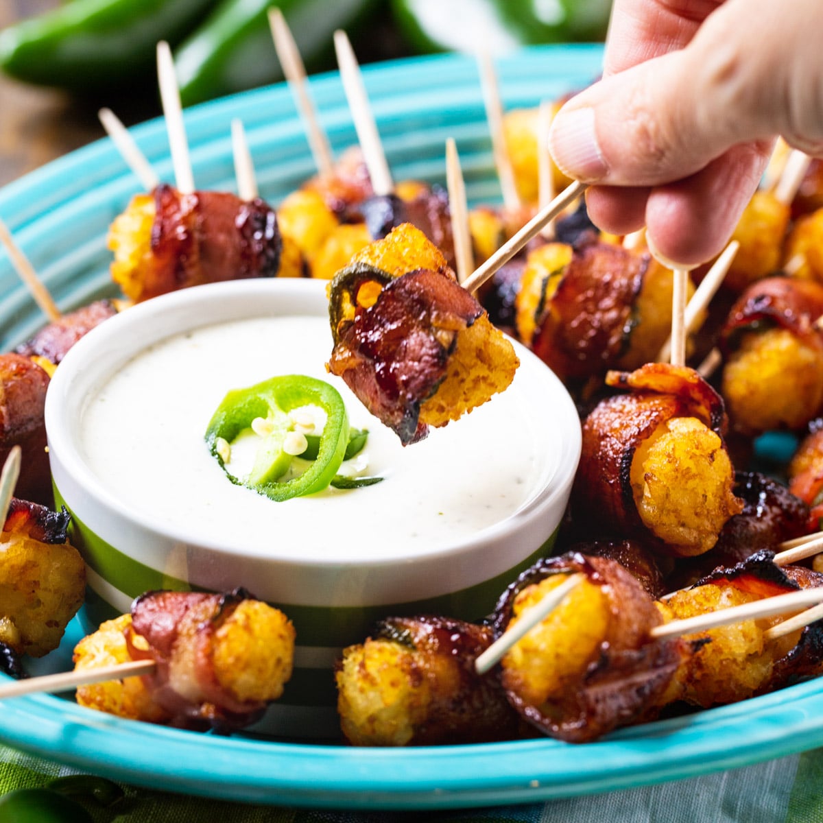 Jalapeno Bacon Tater Tots with Ranch Dipping Sauce