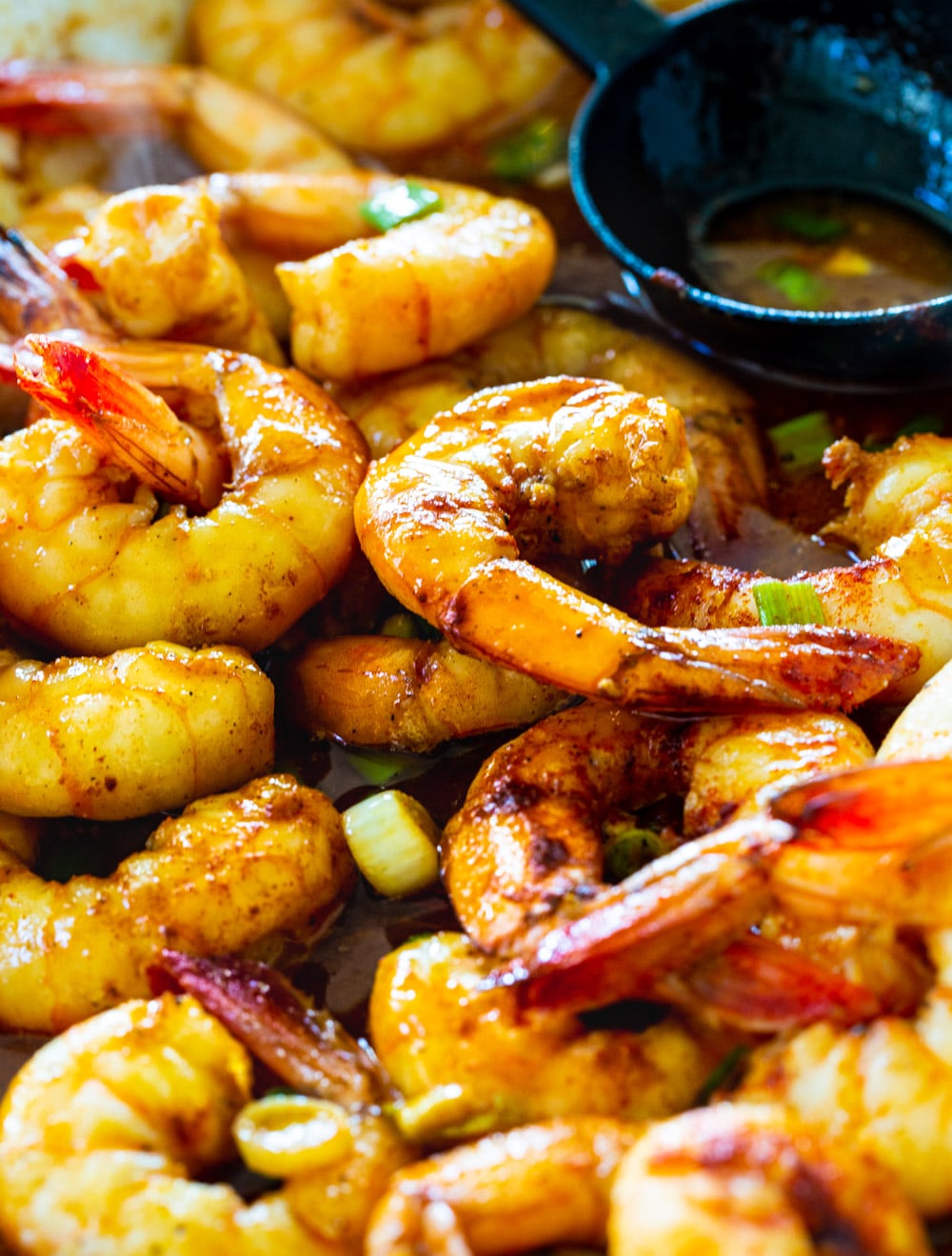 Close-up of Baked Honey Cajun Shrimp.