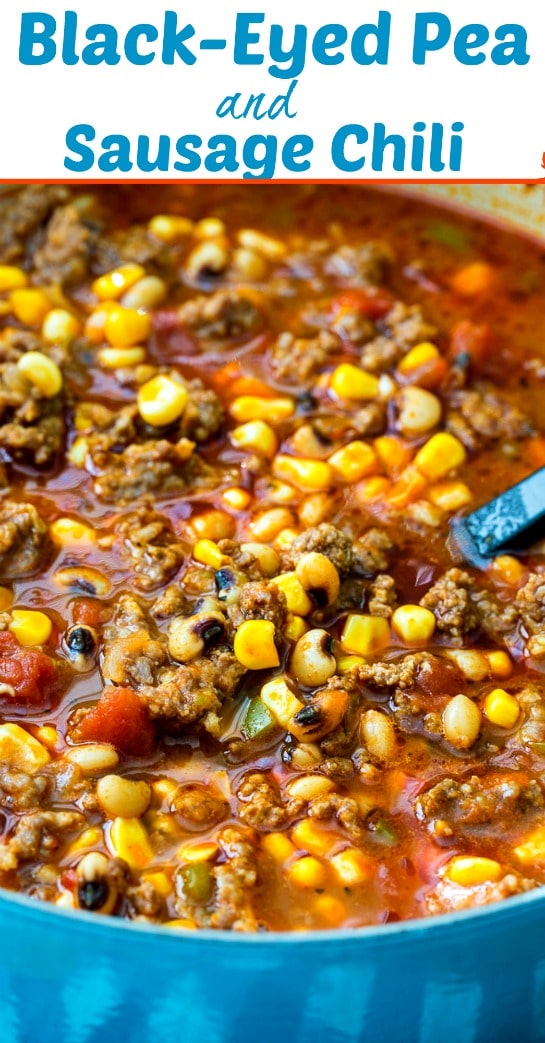 Black-Eyed Pea and Sausage Chili #southern #chili #blackeyedpeas #newyears