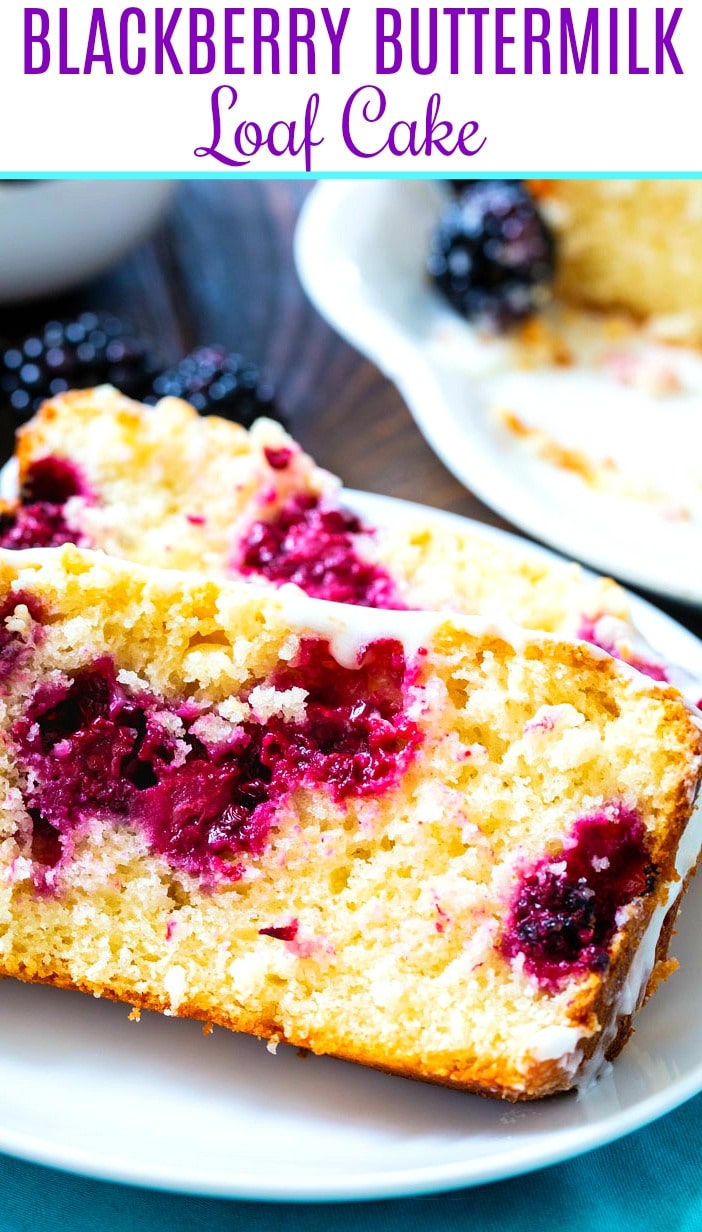 @ slices of Buttermilk Loaf Cake with Blackberries