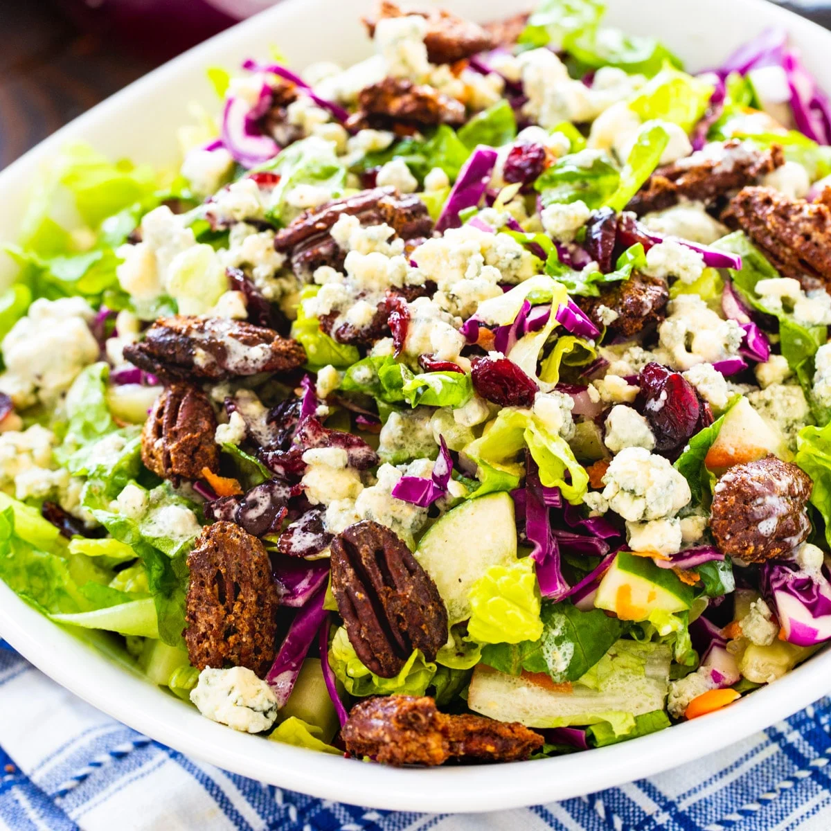 Blue Cheese Chopped Salad with Craisins and Candied Pecans