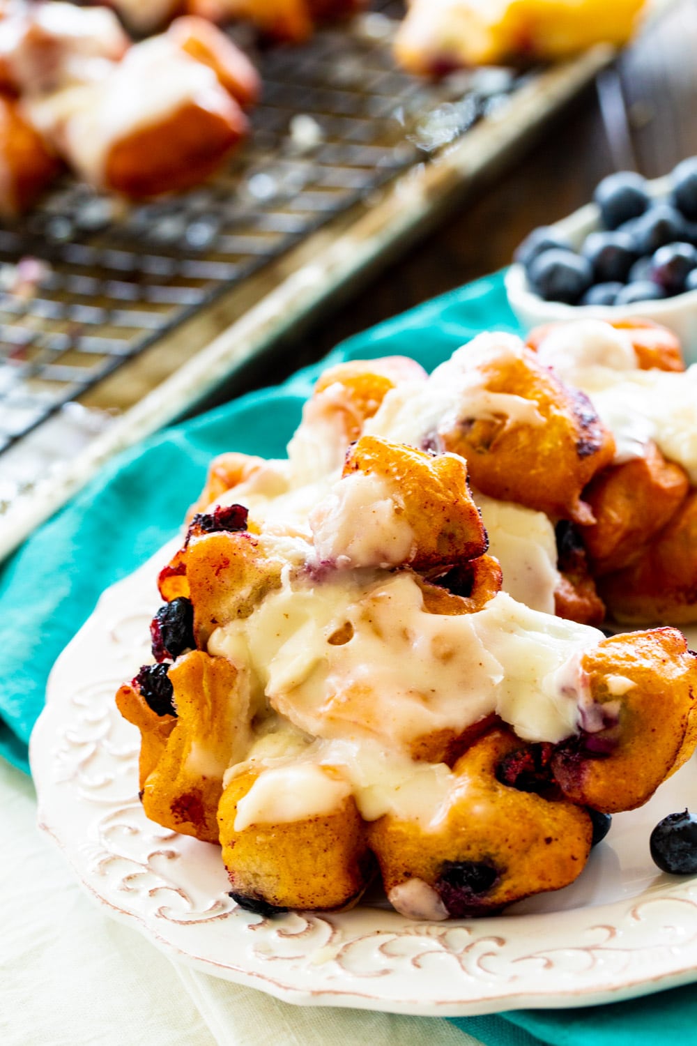 Blueberry Fritters on a plate.