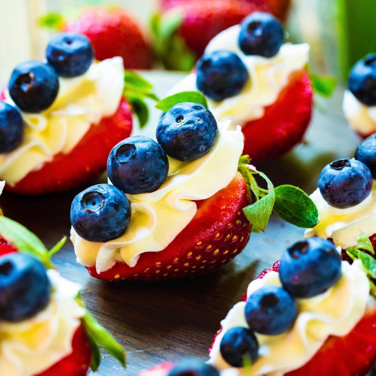 Red, White, and Blue Cheesecake Strawberries