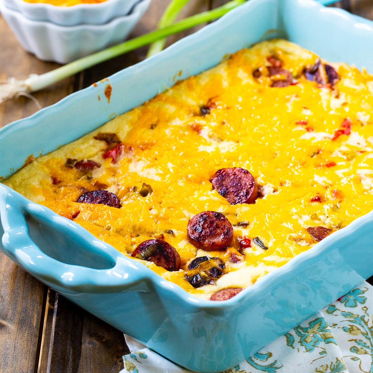 Cheesy Grits Casserole With Smoked Sausage