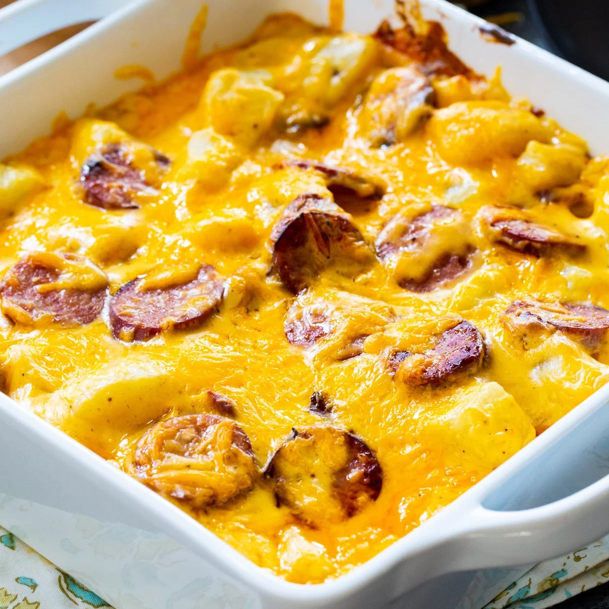 Cheesy Potatoes with Smoked Sausage