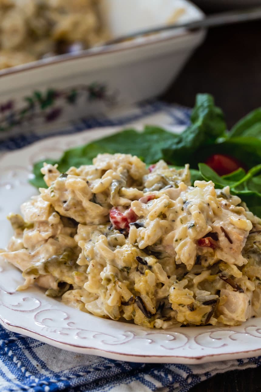 Chicken Wild Rice Casserole on a plate.
