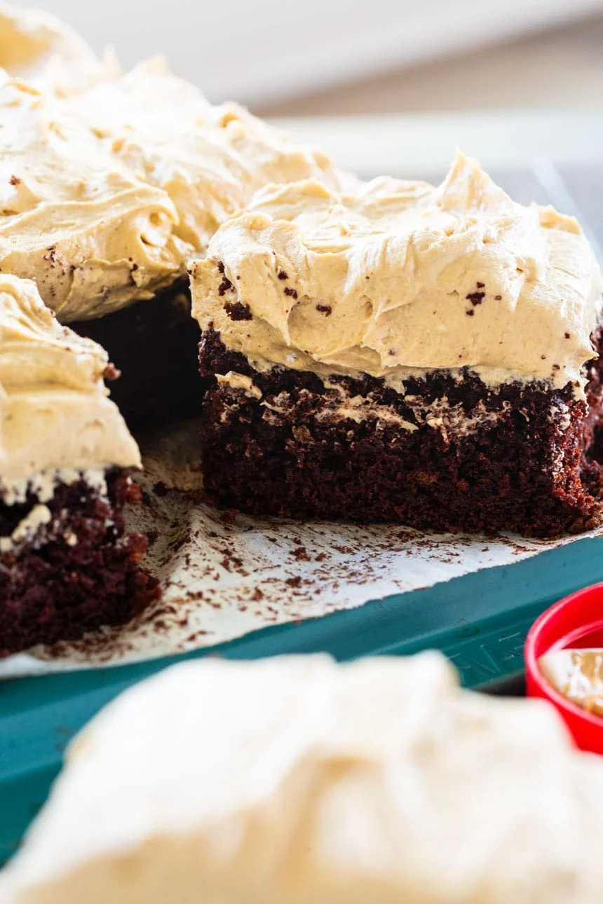 Chocolate Sheet Cake with Peanut Butter Frosting