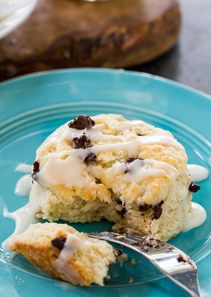 Chocolate Chip Biscuits with glaze