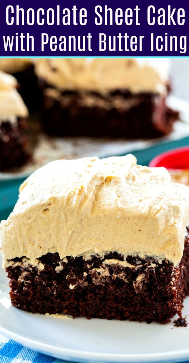 Chocolate Sheet Cake with Peanut Butter Frosting