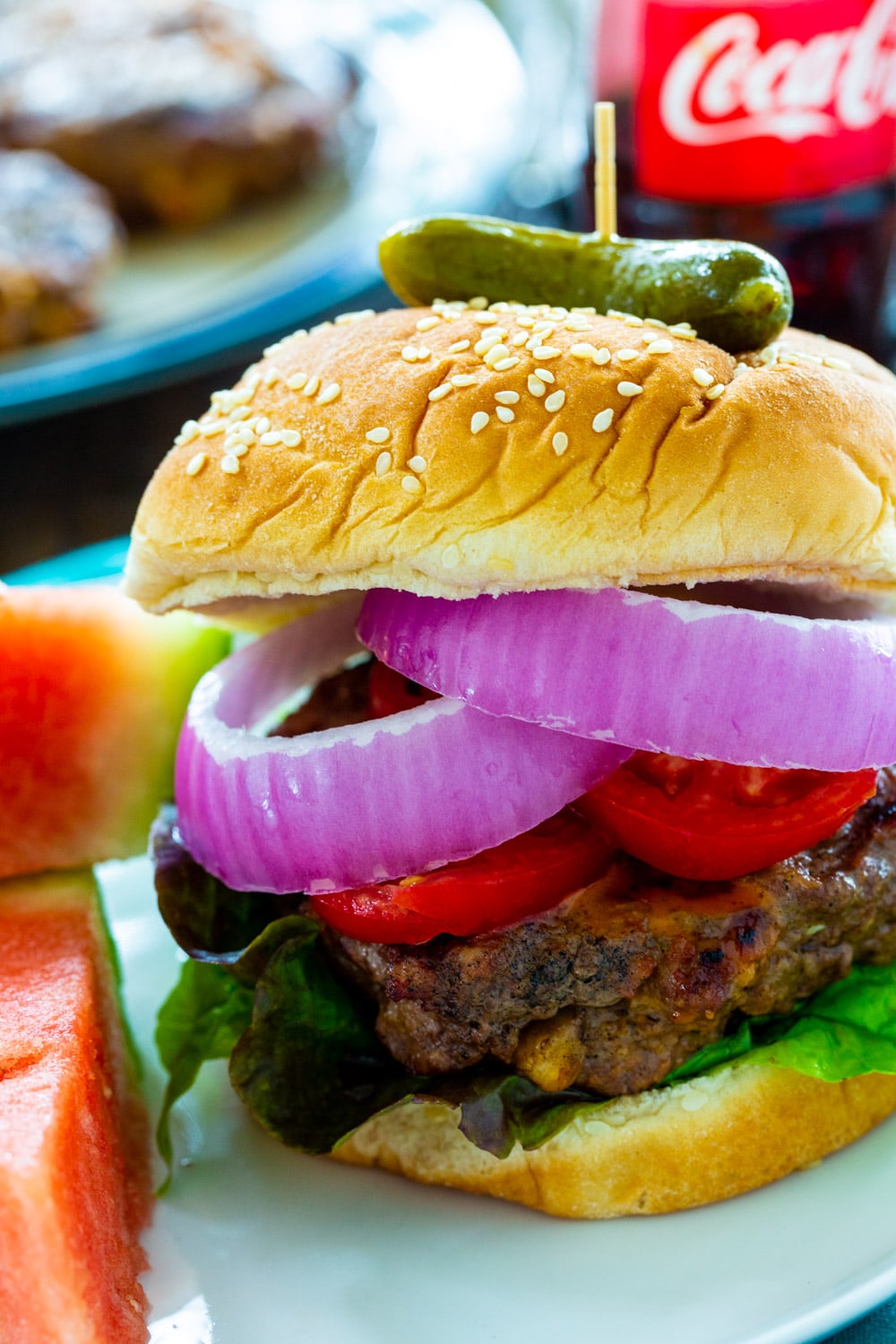 Close-Up of a Cola Burger.