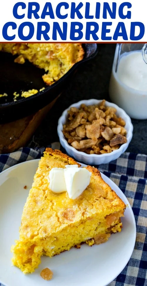 Crackling Cornbread with crushed pork cracklings #southern #cornbread #pork
