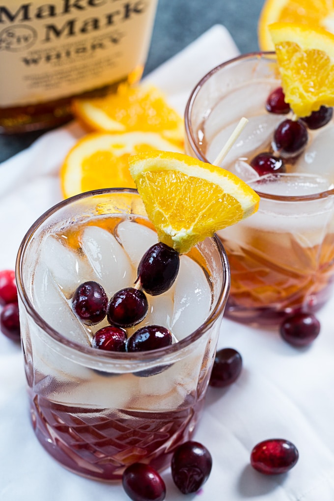 Cranberry Old-Fashioned with bourbon