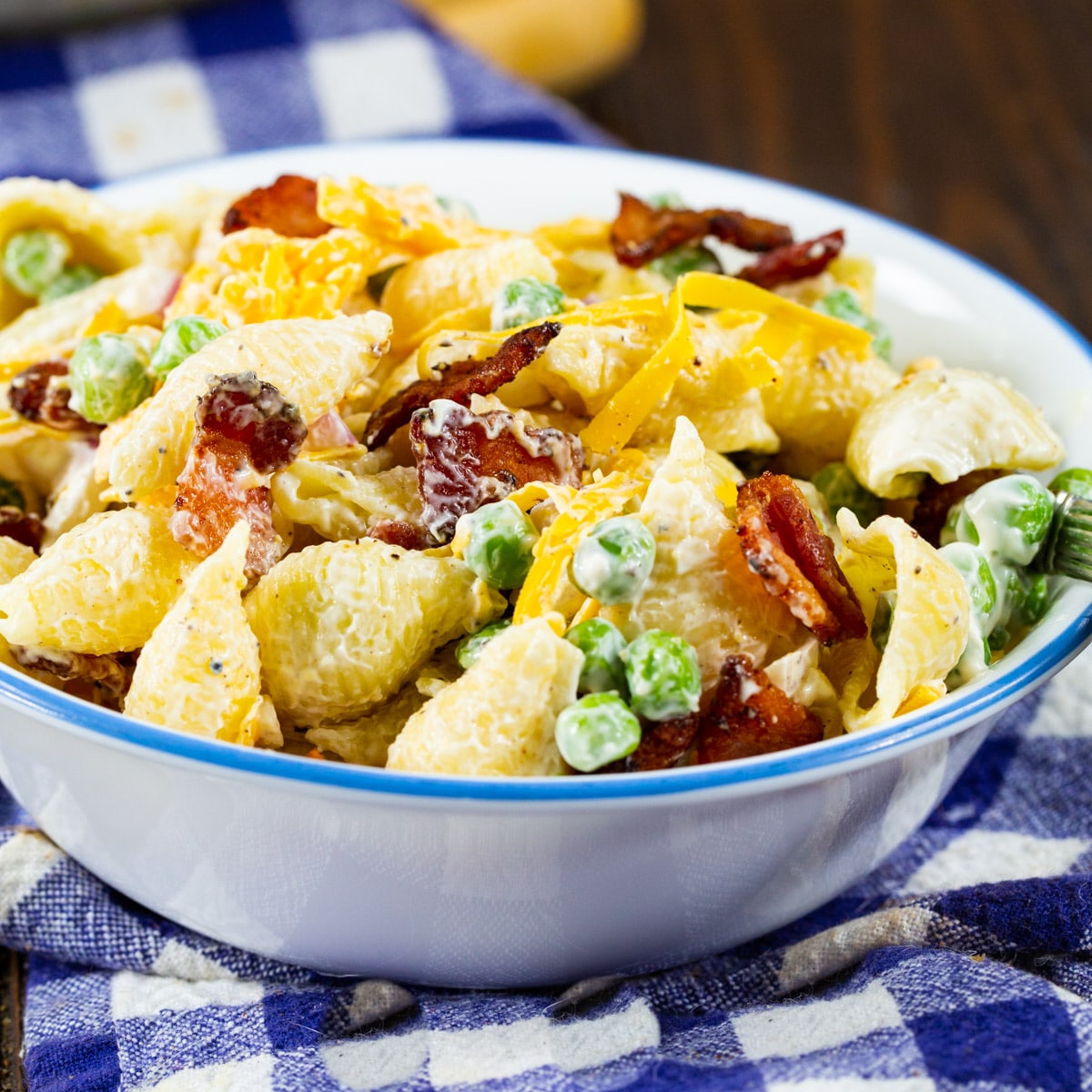 Creamy Pasta Salad with Peas and Bacon