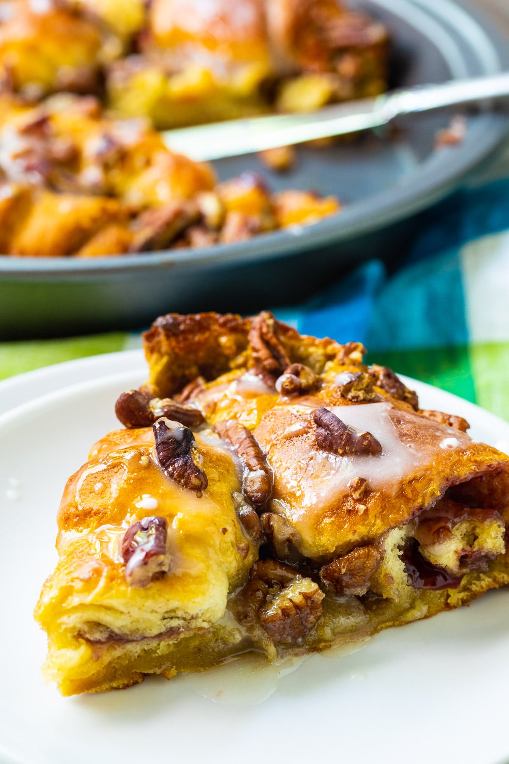 Slice of Crescent Roll Coffee Cake on a plate.