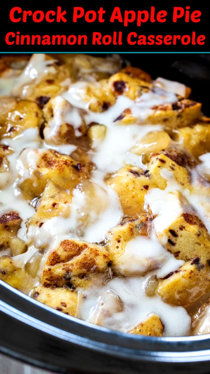 Crock Pot Apple Pie Cinnamon Roll Casserole