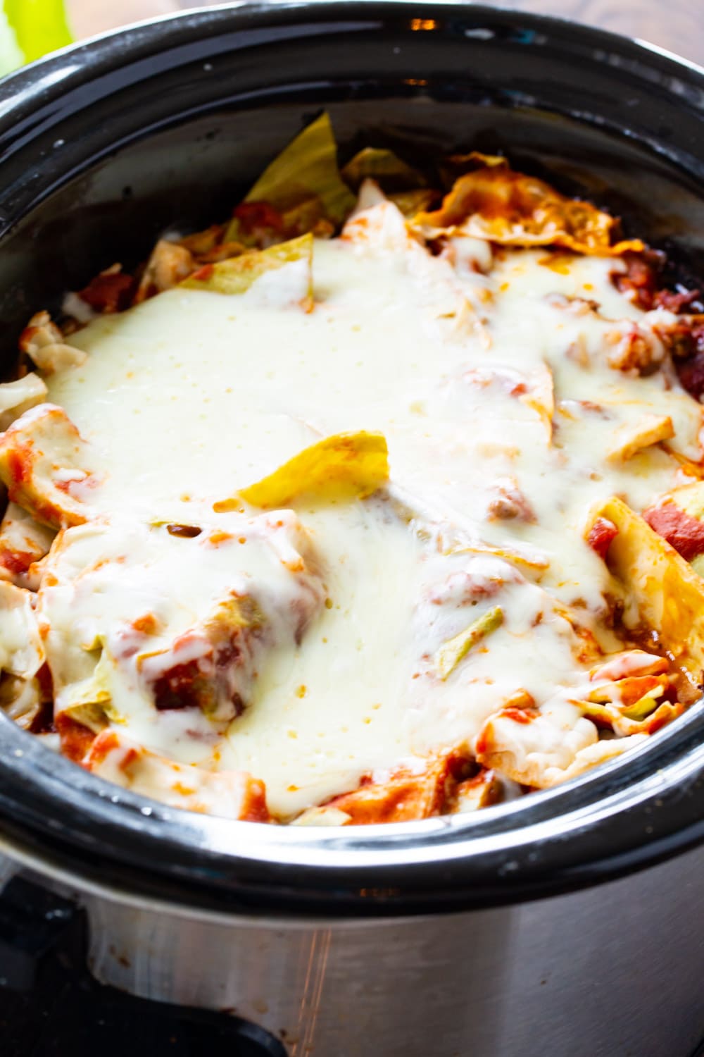 Cabbage Roll Casserole in a slow cooker.