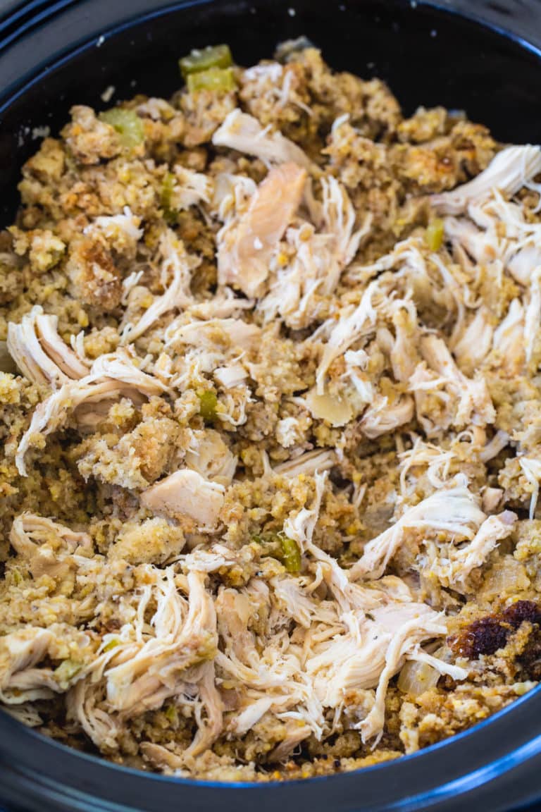 Southern Chicken and Dressing Casserole in crock pot