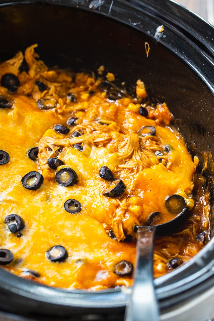 Slow Cooker Chicken Enchilada Casserole
