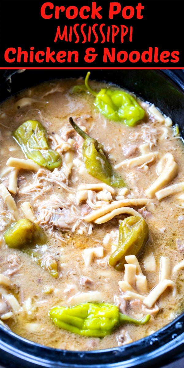 Easy Crock Pot Mississippi Chicken and Noodles