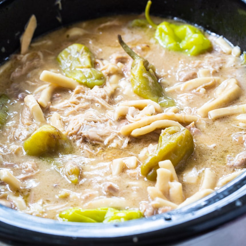 Crock Pot Mississippi Chicken and Noodles