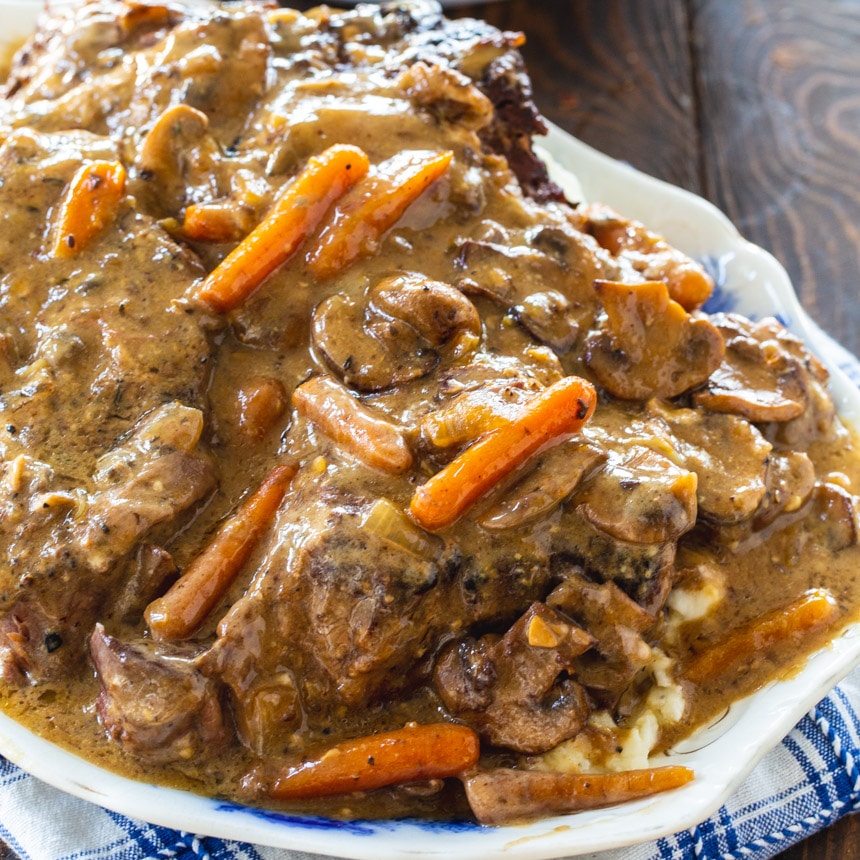 Crock Pot Roast with Creamy Mushroom Gravy