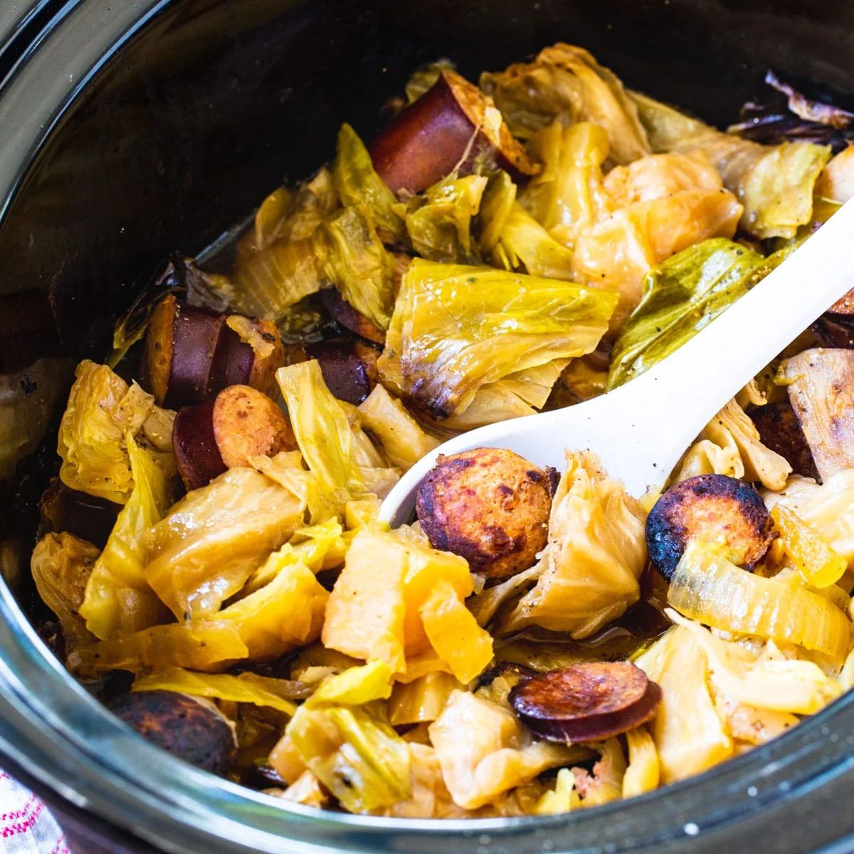 Crockpot Cabbage and Kielbasa