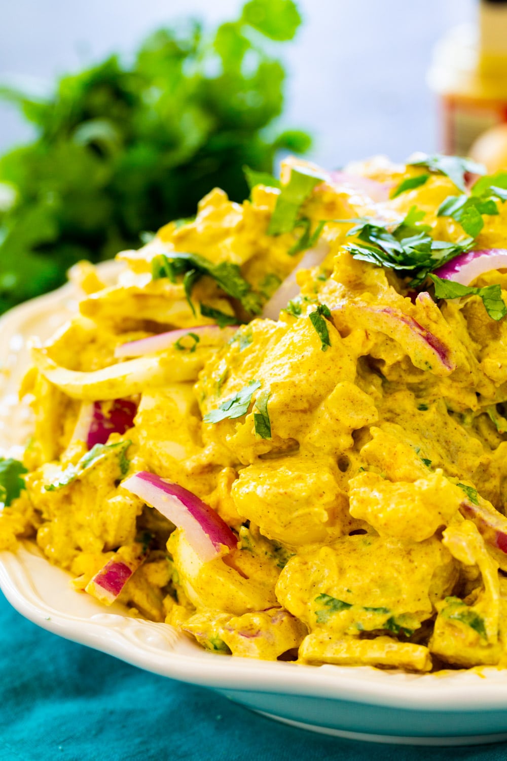 Close-up of Curried Potato Salad.