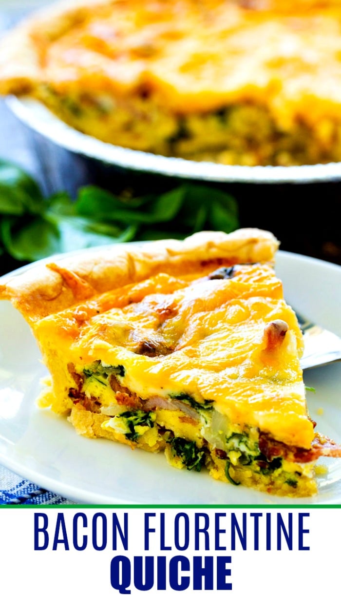 Slice of Bacon Florentine Quiche.