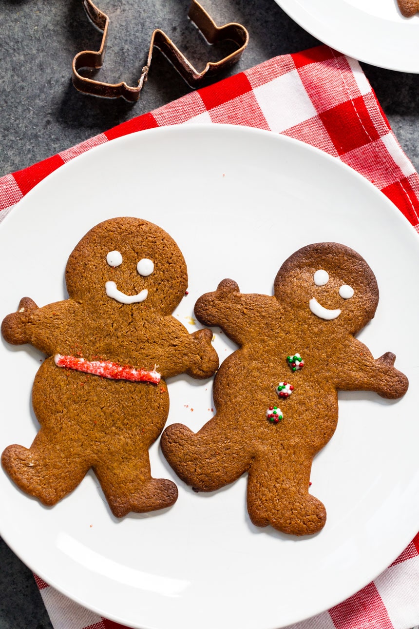 Two cookies on a plate.
