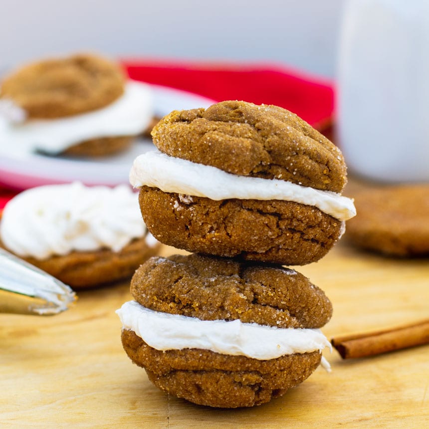 Chewy Gingerbread Sandwich Cookies