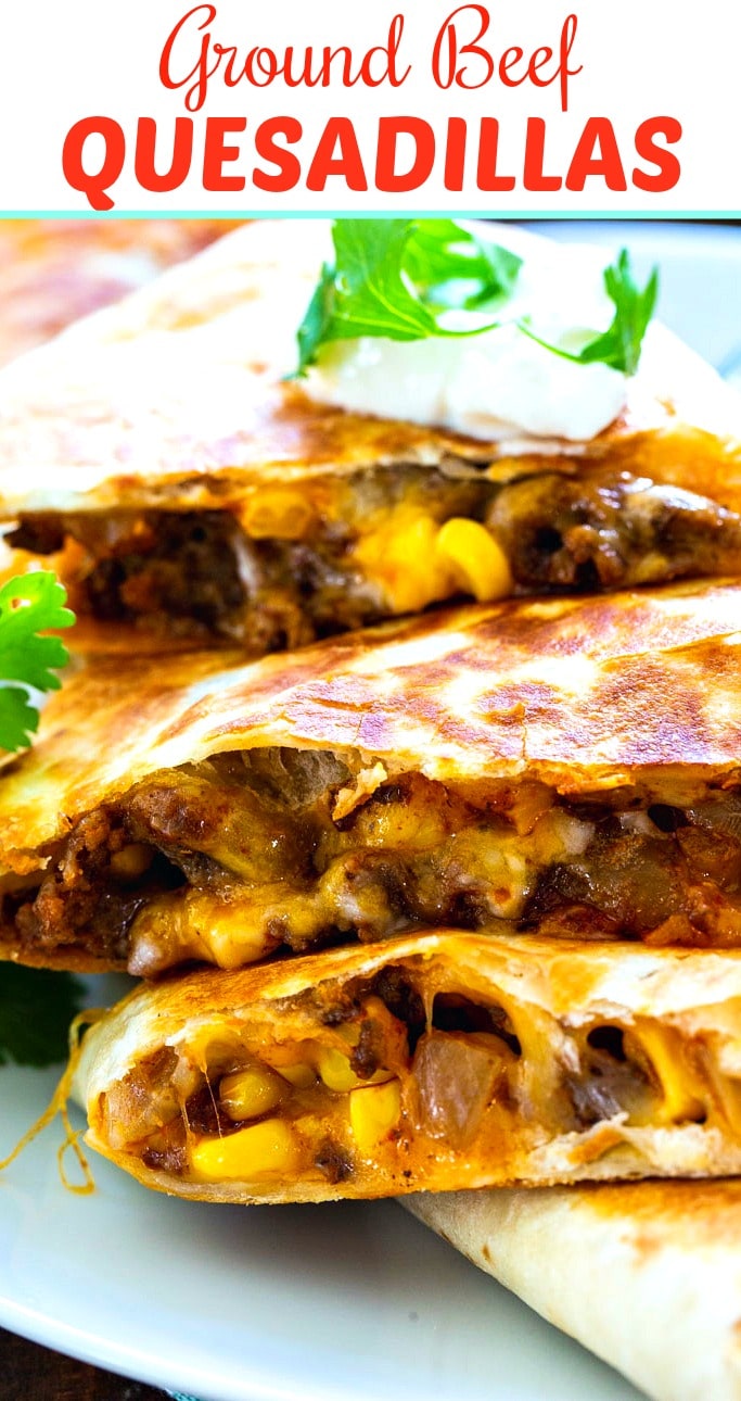 Cheesy Ground Beef Quesadilla close-up