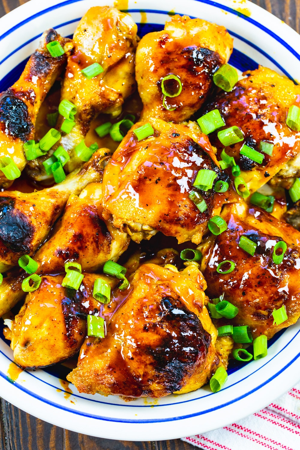 Overhead view of Hot Honey Chicken on serving plate.