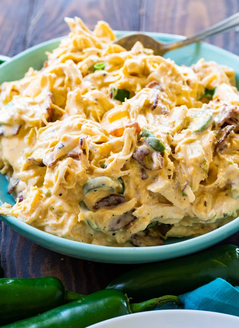 Instant Pot Jalapeno Popper Shredded Chicken in a bowl.