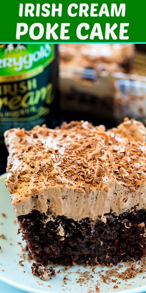 Irish Cream Poke Cake #StPatricksDay #dessert