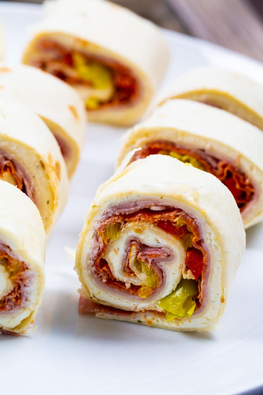Close-up of Spicy Italian Pinwheels